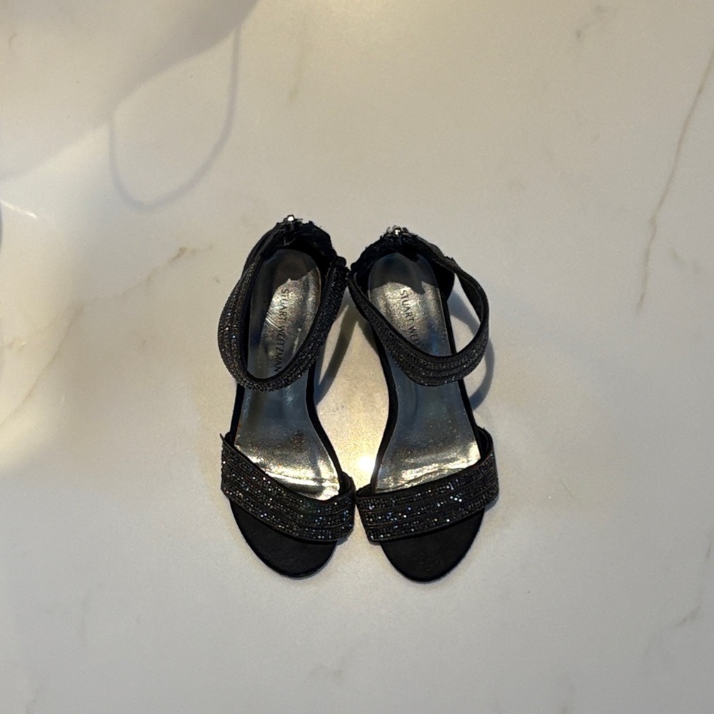 Stuart Weitzman Black Glitter Heels